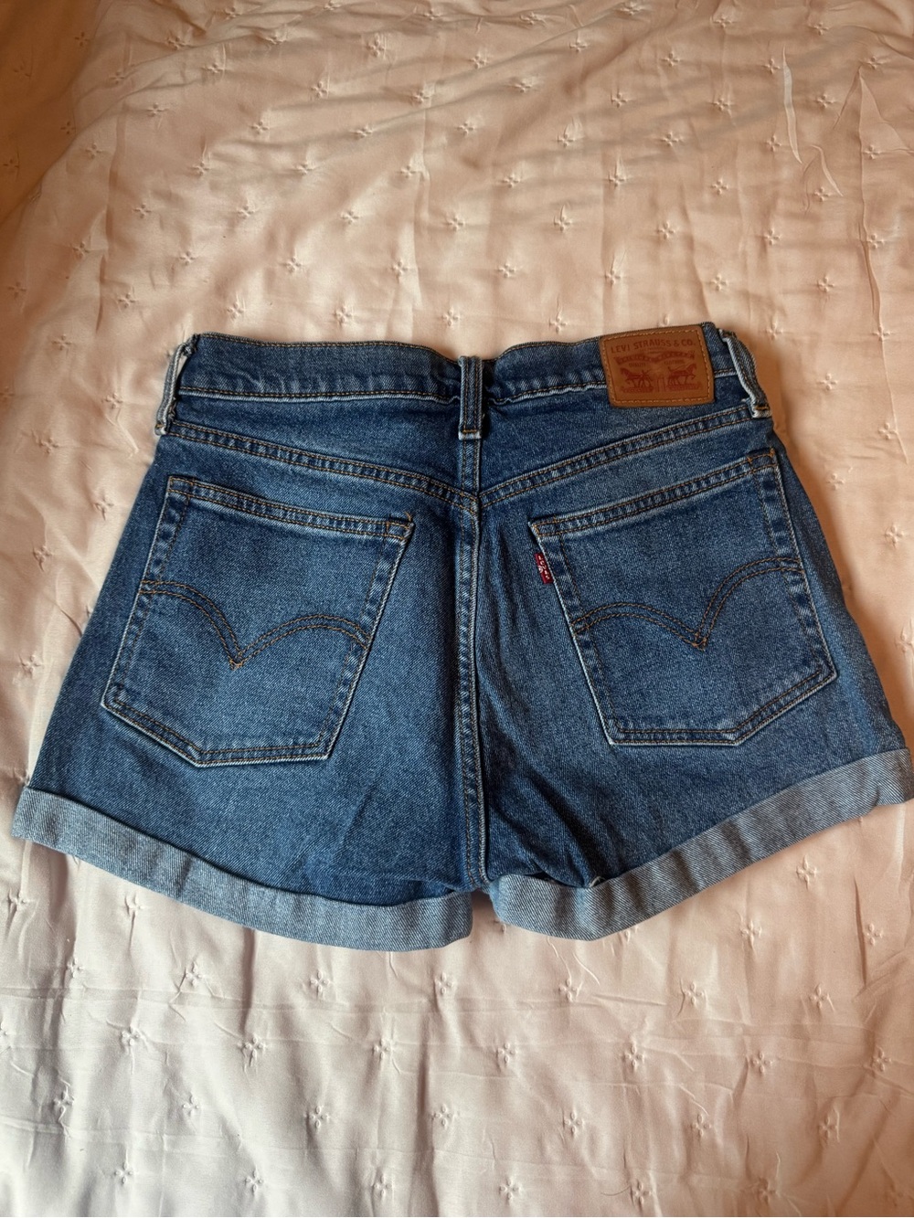 Levi's Medium Blue Cuffed Denim Shorts